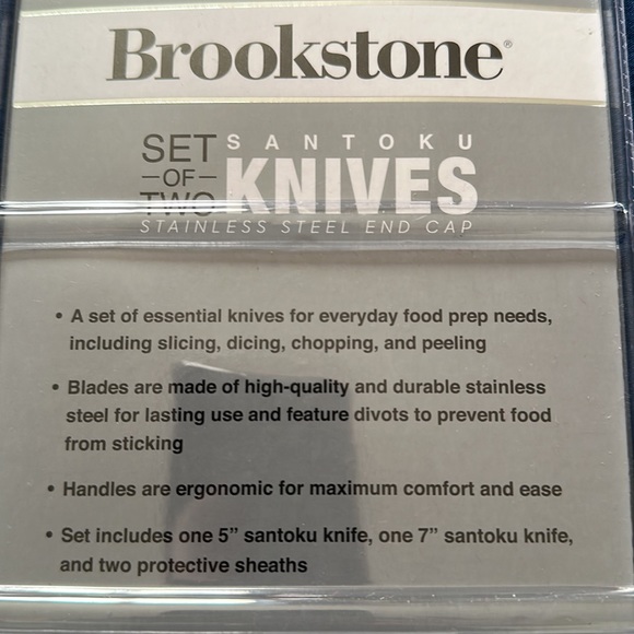 BROOKSTONE Stainless Steel 7" & 5" Santoku Knife Set w/ Sheaths Kitchen * NEW * - Picture 4 of 4